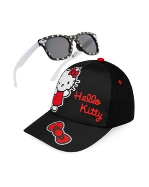 Hello Kitty Sunglasses Baseball Cap Set Kawaii Sun Hat & Uv400 - Black