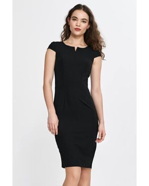 Love Lace Viscose Short Sleeve Pencil Dress With Slit - Black