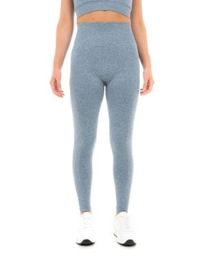 Smart Living High Waist Solid Marl Leggings With Bum Lift - Blue