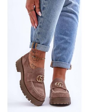 Love Lace Office Platform Slip-On Suede Court Shoes - Blue