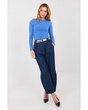 Love Lace High Waisted Wide Leg Denim Culottes - Blue