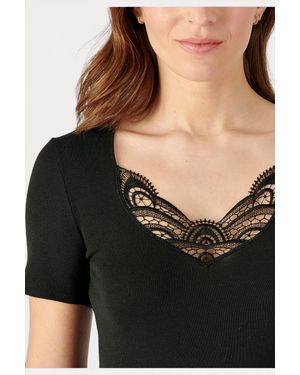 DAMART Thermal Medium Warmth Short-Sleeved V-Neck T-Shirt - Black