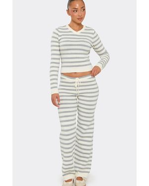 EGO Straight Leg Knit Mid Rise Joggers - White