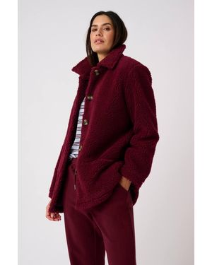 DAMART Sherpa Button-Through Fleece - Red