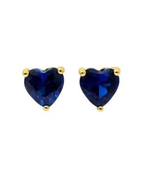 Harfi Sapphire Heart September Birthstone Stud Earrings - Blue