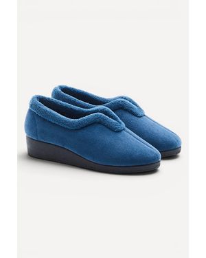 DAMART Thermal High-Cut Slippers With Faux Fur Trim - Blue