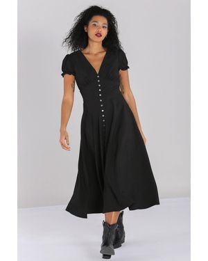 Hell Bunny Jinx Puff Sleeves Maxi Dress - Black