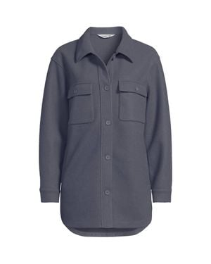 Lands' End Petite Soft Fleece Shacket - Blue