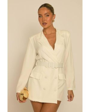 Rebellious Fashion Tailored Blazer Playsuit - Natural