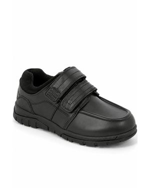 Spot on Leather Double Strap Chunky Sole School Shoes - Black