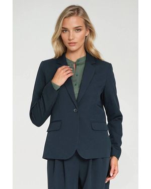 Love Lace Office Viscose Collared Blazer With Pockets - Blue