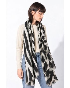 SARTA Mabel Bold Animal Print Lightweight Scarf - White