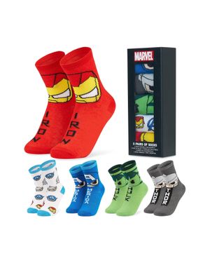 Marvel 5 Pack Avengers Calf Socks Novelty Gift Multipack - Blue