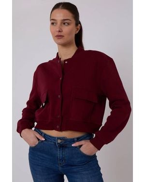 Stylewise Fleeced Bomber Jacket - Red