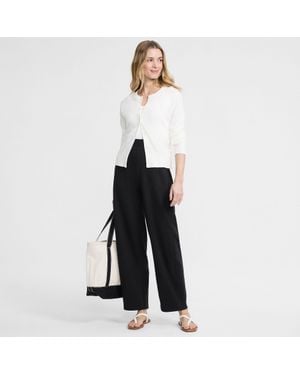 Lands' End Sport Knit Barrel Leg Trousers, High Waisted - White