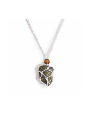 KDMD Gemstone Necklace Cord With Adjustable Length & Wooden Bead - White