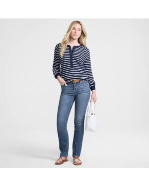 Lands' End Tall Recover Straight Leg Jeans, Mid Rise - Blue