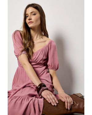 Apricot Crinkle Tiered Maxi Dress - Pink