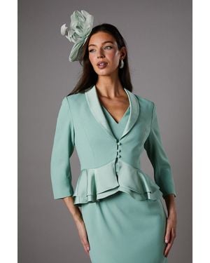 Coast Satin Back Crepe Tailored Jacket With Peplum - Green