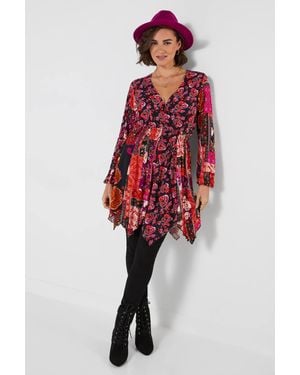 Joe Browns Paisley Print Asymmetric Tunic Top - Red