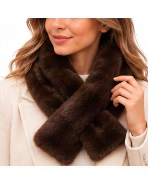 Love EMVY Faux Fur Pull Through Stole Scarf - Black