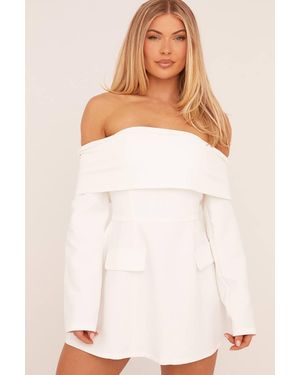 EGO Tailored Long Sleeve Foldover Mini Dress - Natural