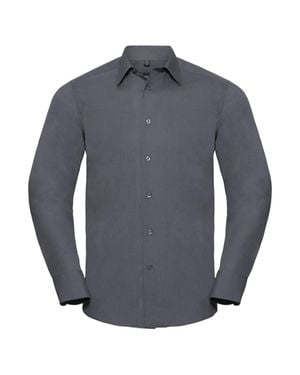Russell Collection Polycotton Tailored Long-Sleeved Shirt - Blue