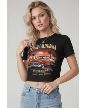 Stylewise Vintage California Graphic Print - Black