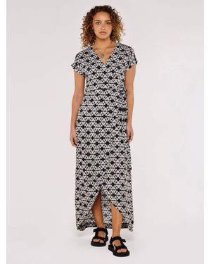 Apricot Tie-Dye Wrap Maxi Dress - White
