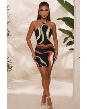 Stylewise Abstract Print Halter Neck - Natural