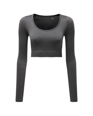 Tridri Ribbed Seamless 3D Crop Top - Black