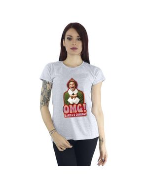 Elf Santa's Coming Cotton T-Shirt - Grey