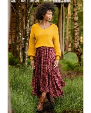 Joe Browns Checked Asymmetric Hem Maxi Skirt - Yellow