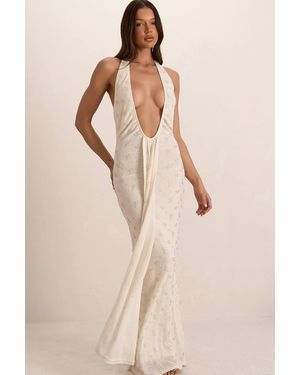 EGO Sleeveless Drape Maxi Dress - Natural