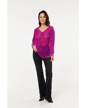 Liquorish Textured Relaxed Fit Blouse - Pink
