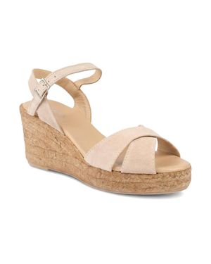 Jones Bootmaker Raelina Leather Wedged Espadrilles - Natural