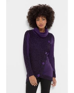 Joe Browns Curiously Cosy Cowl Neck Longline Jumper - Purple