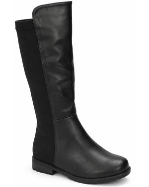 Spot on Knee High Flat Riding Boots - Black