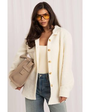 Love Lace Knitted Collared Lightweight Jacket - Natural