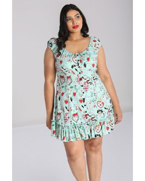 Hell Bunny Tijuana Rockabilly Inspired Mini Dress - Blue