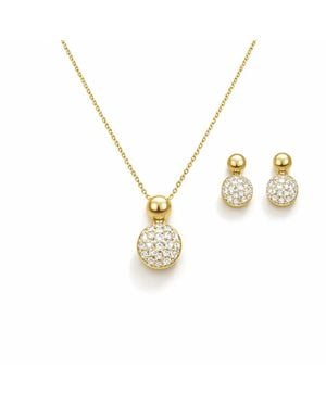 Raina Jewels 18Ct Diamond Round Necklace Stud Earrings Matching Set 0.58Ct - Metallic