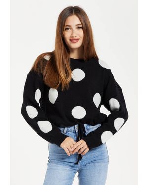 Liquorish Polka Dot Jumper - Grey