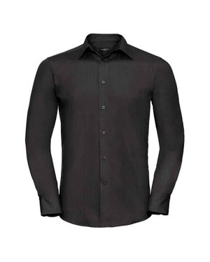 Russell Collection Polycotton Easy-Care Long-Sleeved Formal Shirt - Black