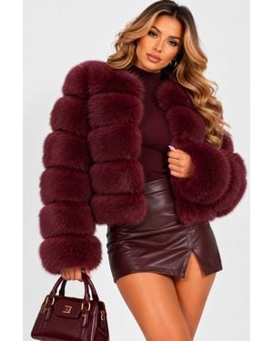 Stylewise Horizontal Panel Faux Fur - Red
