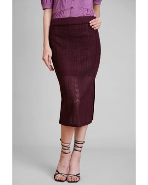 Enorsia Lace Midi Skirt - Red