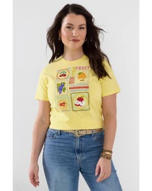 Joe Browns Graphic Tee With Mosaic Fruit Print - Yellow