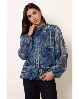 Blue Vanilla Long Sleeve Turtleneck Blouse - Blue