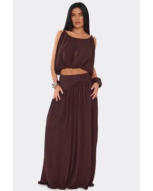 EGO Ruched Woven Maxi Skirt - Purple