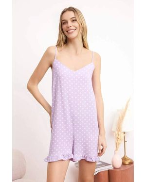 WOVCOR Ruffle Hem Strappy Playsuit - Purple