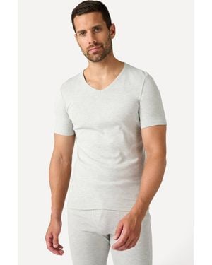 DAMART Thermal Medium-Warmth Short-Sleeve V-Neck T-Shirt - White